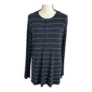 Chicos Travelers Black Snap Button Up Stripe‎ ~ Acetate Size 3 (Large)